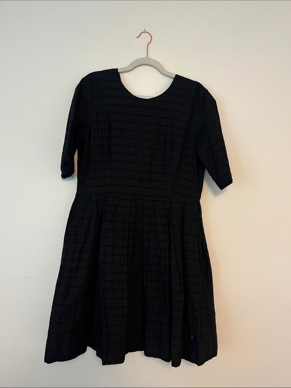 GAP Black Textured Fit-and-Flare Dress